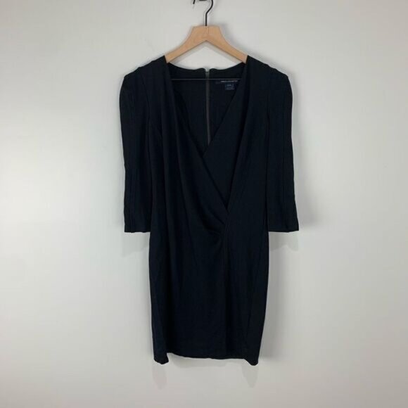 French Connection Black Deep V Dress - Picture 1 of 6